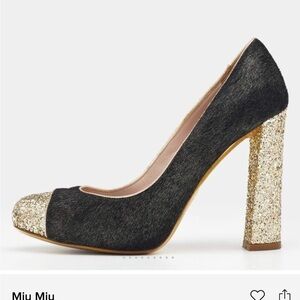 Miu Miu Black and Gold Women's Heels